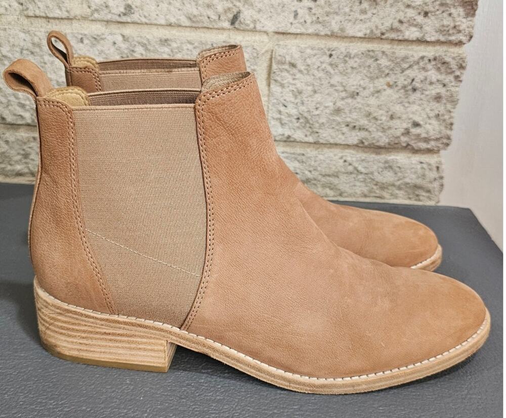 Eileen Fisher Blink Tumbled Nubuck Bootie, Chelsea Boot, Tan, Womens Sz 11